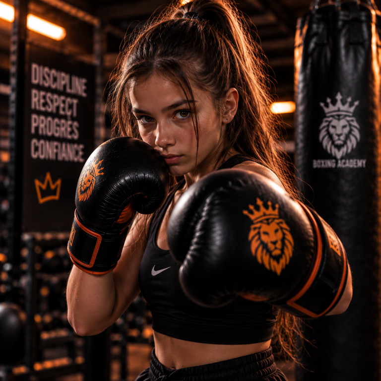 Cours de boxe pour les ados à Saint-Brieuc - Boxing Academy Adolescente pendant un entraînement de boxe à Saint-Brieuc – Boxing Academy